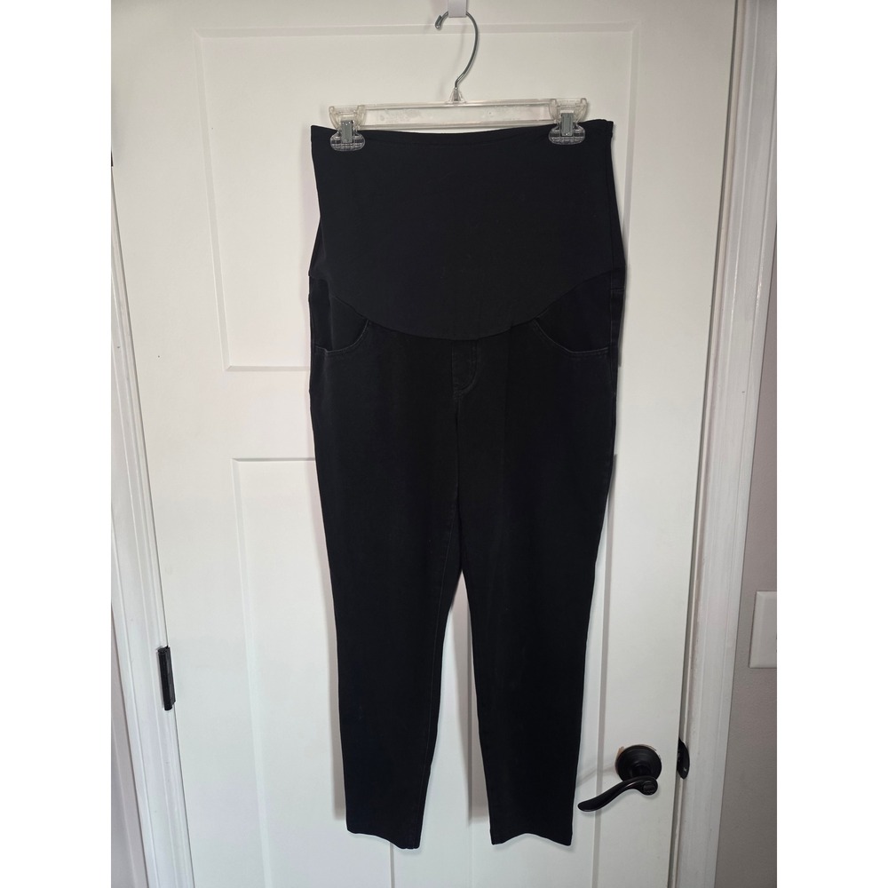 Halara Maternity Skinny Jeans Black Over the Belly 7/8 Length Size Large